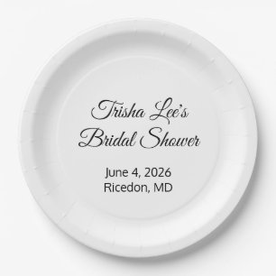 Happy Bridal Shower White Paper Plate