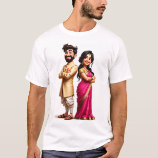 Happy Bride and Groom in Indian Wedding Outfits T-Shirt