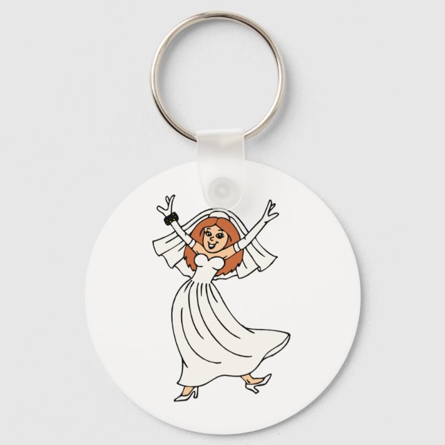 Happy Bride On Wedding Day Key Ring (Front)