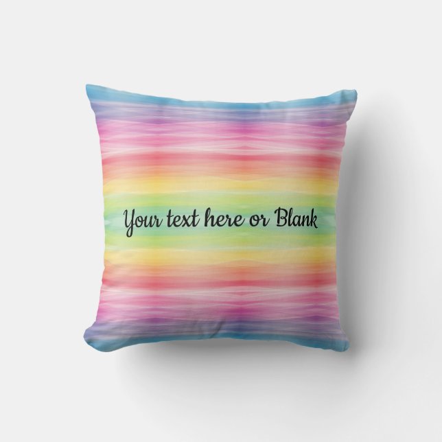 Happy Bright Rainbow Pillow Custom Text Reversible (Front)