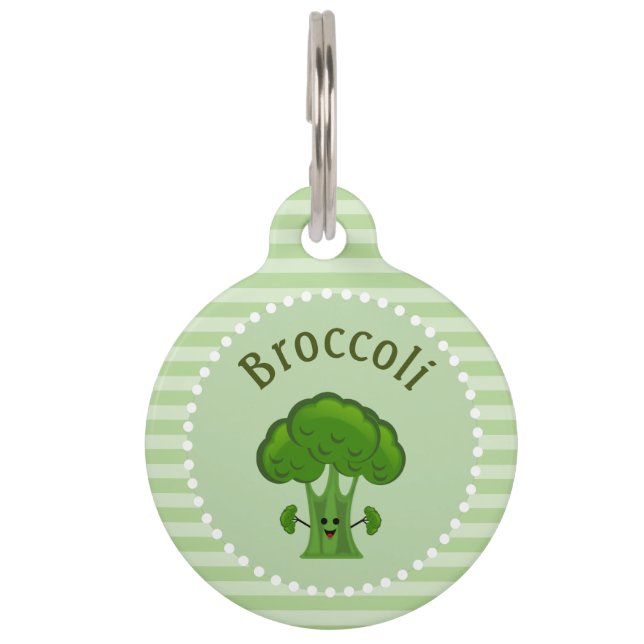 Happy Broccoli Personalised Pet Tag (Front)