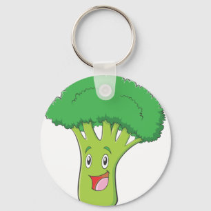 Happy Broccoli Vegetable Smiling Key Ring