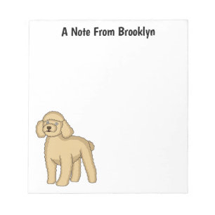 Happy brown poodle cartoon illustration notepad