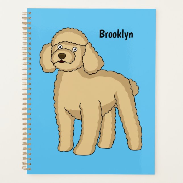 Happy brown poodle cartoon illustration planner (Front)