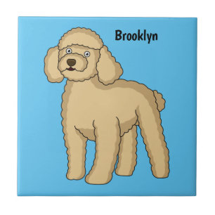 Happy brown poodle cartoon illustration tile