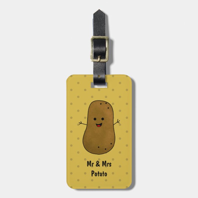 Happy Brown Potato Personalised Luggage Tag (Front Vertical)