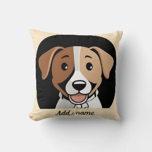 Happy brown puppy dog for kids room decor cushion