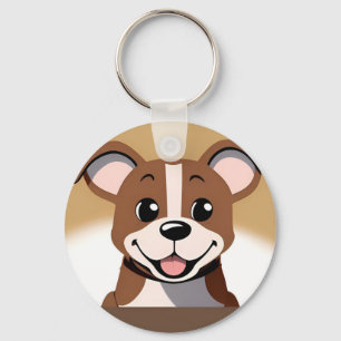 Happy Brown Puppy Dog Smiling Brightly Key Ring