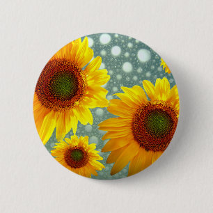Happy Bubbly Sunflowers 6 Cm Round Badge