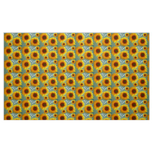 Happy Bubbly Sunflowers Fabric