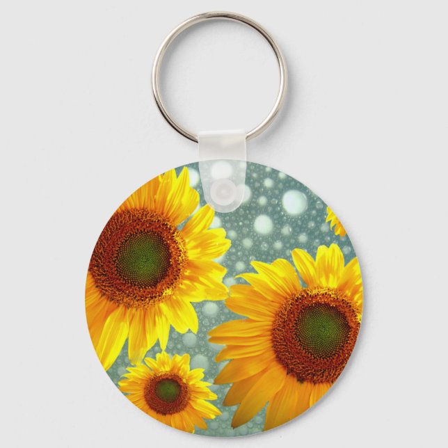 Happy Bubbly Sunflowers Key Ring (Front)