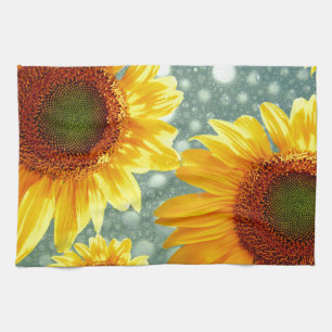 Happy Bubbly Sunflowers Tea Towel