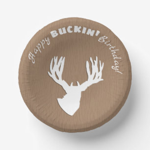 Happy Buckin' Birthday Hunting Paper Plate