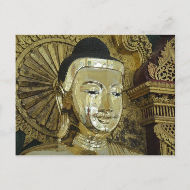 Happy Buddha Meditating Praying Eyes Open Postcard (Front)