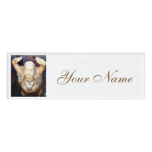 happy buddha name tag
