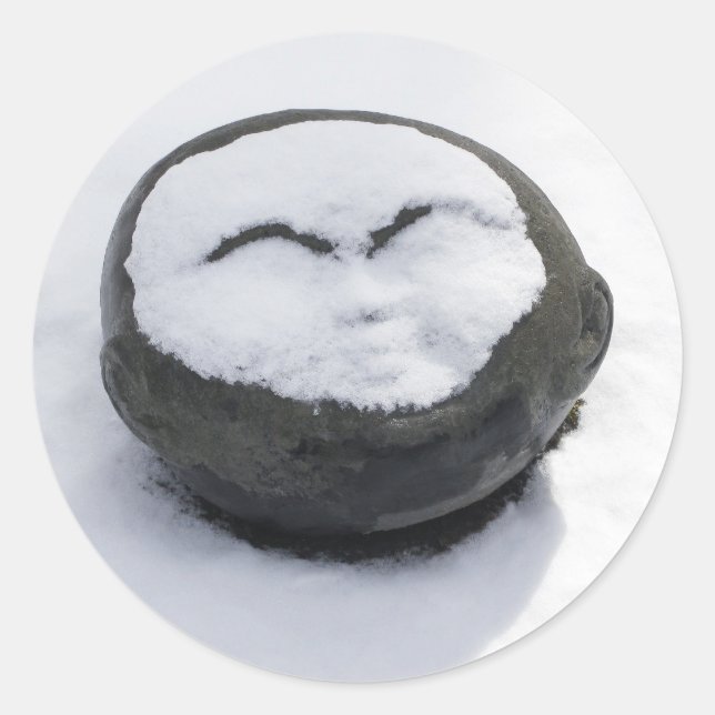 Happy Buddha With Snow Facial Classic Round Sticker (Front)