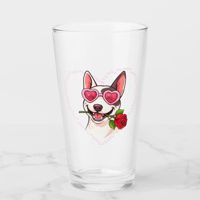 Happy bull terrier glass (Front)