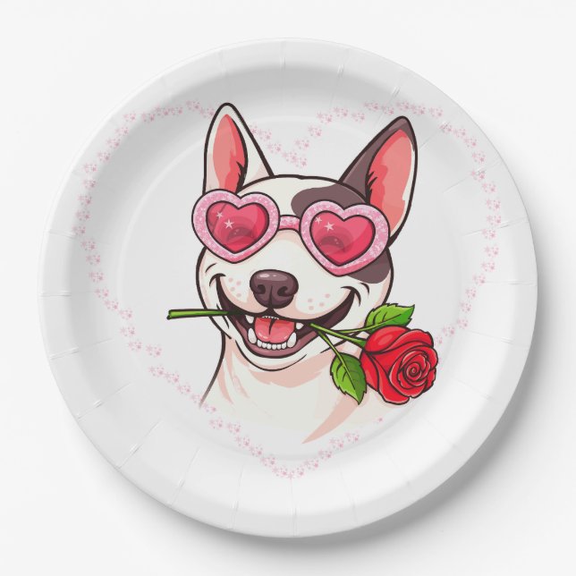 Happy bull terrier paper plate (Front)