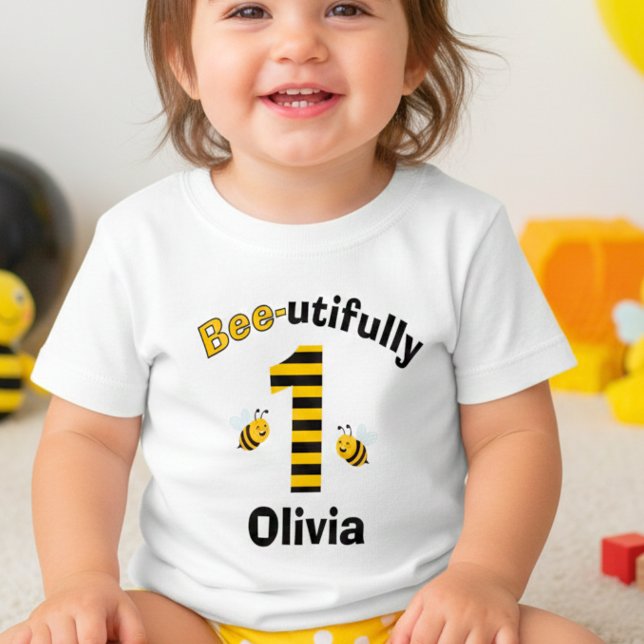 Happy Bumble Bee First Birthday Baby T-Shirt (Creator Uploaded)