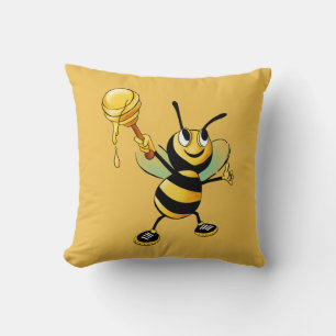 Happy Bumble Bee with a Scoop of Honey Cushion
