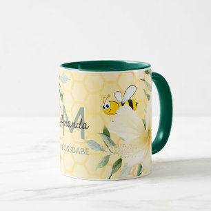 Happy bumble bees yellow honeycomb summer bossbabe mug