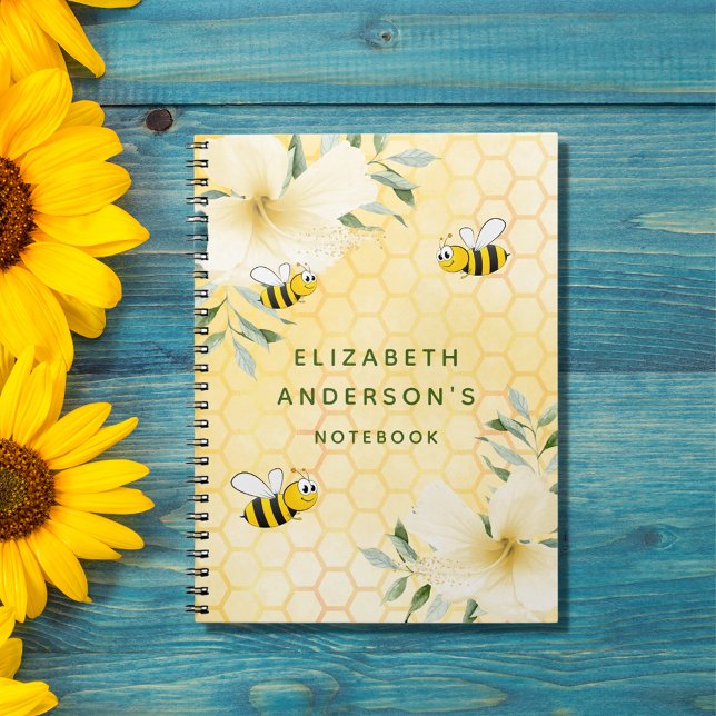 Happy bumble bees yellow honeycomb summer personal notebook (Creator Uploaded)