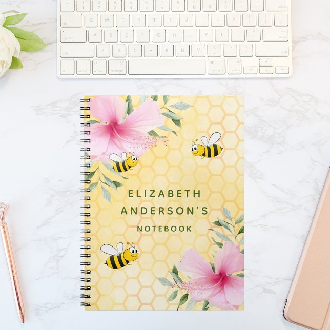Happy bumble bees yellow honeycomb summer personal notebook (Creator Uploaded)