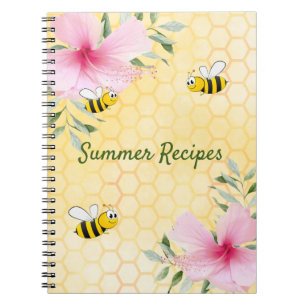 Happy bumble bees yellow honeycomb summer recipes notebook