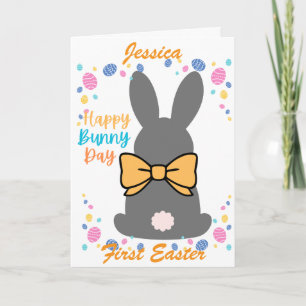 Happy bunny day personalized first easter holiday card