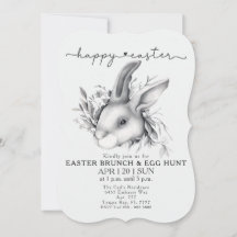 Happy Bunny Easter Brunch & Egg Hunt Invitation