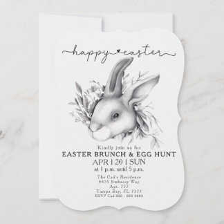 Happy Bunny Easter Brunch & Egg Hunt Invitation