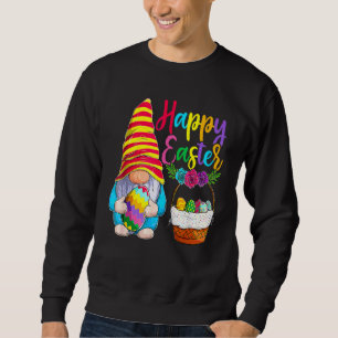 Happy Bunny Easter Gnome  Funny Rabbit Egg Basket  Sweatshirt