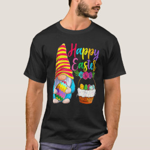 Happy Bunny Easter Gnome Funny Rabbit Egg Basket T-Shirt