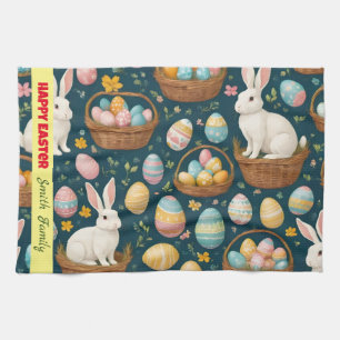 Happy Bunny Easter Modern Collection Tea Towel