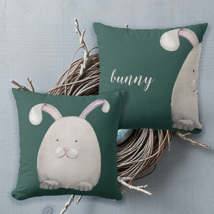 Happy Bunny Watercolor Illustration Cushion