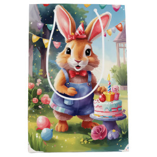 Happy Bunny with Cake    Medium Gift Bag