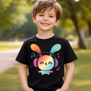 Happy Bunny with headphones listening to music. T-Shirt