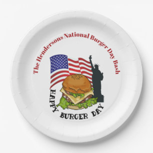 Happy burger day personalised paper plates