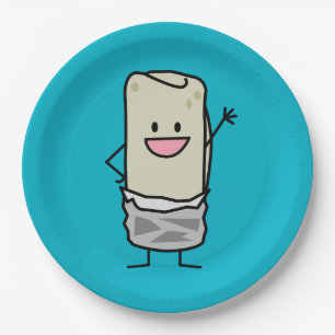 Happy Burrito Waiving Hello Paper Plate