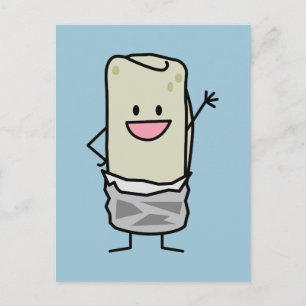 Happy Burrito Waving Hello Postcard