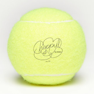 HAPPY by choice-Bold CloudS-Custom Name Tennis Balls