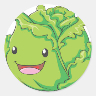 Happy Cabbage Vegetable Smiling Classic Round Sticker