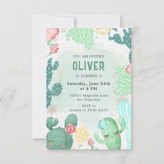Happy Cacti Birthday Invitation (Front)