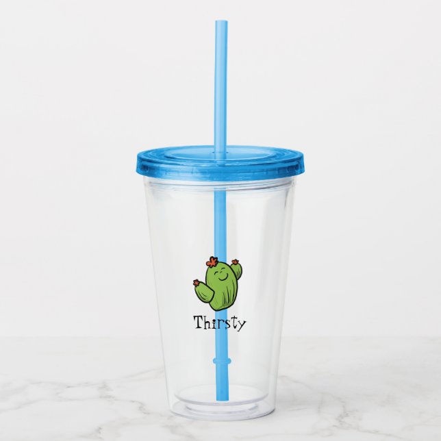 Happy Cactus Acrylic Tumbler (Front)