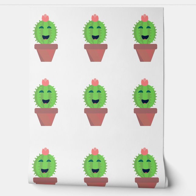 Happy Cactus Fun Succulent Character  Wallpaper (Unrolling)