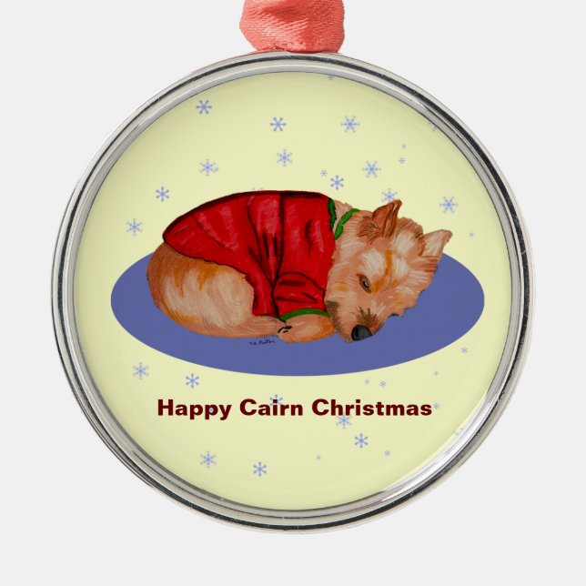 Happy Cairn Christmas Metal Tree Decoration (Front)