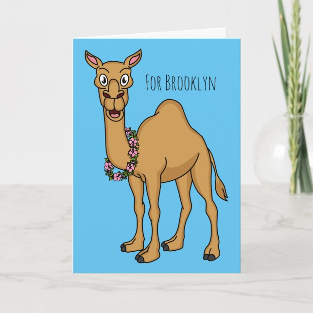 Happy camel cartoon illustration card (Front)