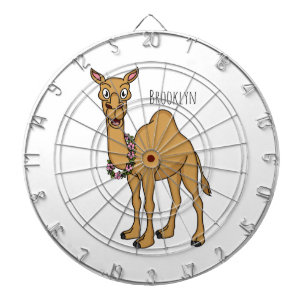 Happy camel cartoon illustration dartboard