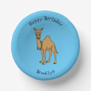 Happy camel cartoon illustration  paper plate