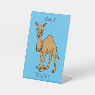 Happy camel cartoon illustration pedestal sign